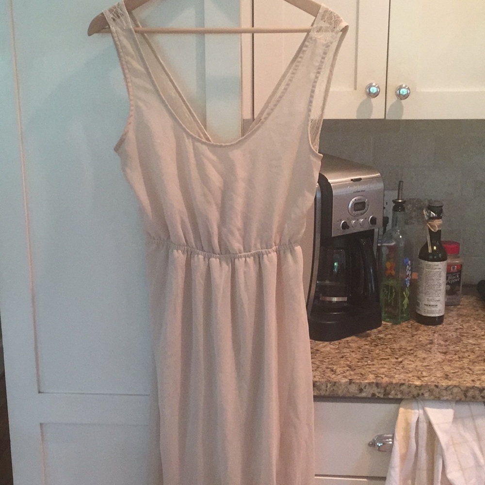Cream lace maxi dress, sheer back